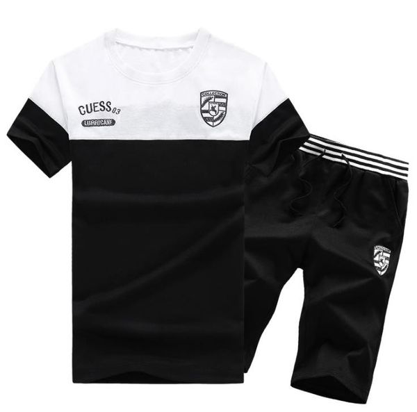 

Mens Fashion Sports Tracksuits Designer Short Sleeve Tshirt Fifth Pants 2pcs Clothing Sets Running Panelled Sportswear