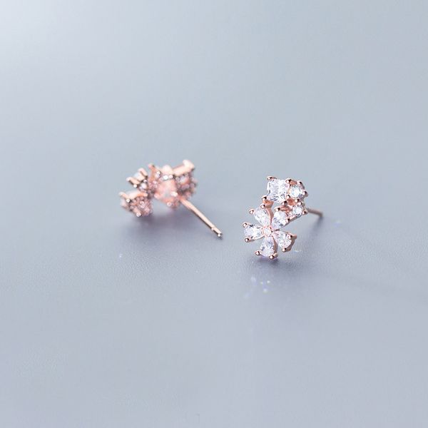 

mloveacc стерлингового серебра 925 ясно cz цветок завод небольшие серьги стержня для женщин свадебные подарки заявление ювелирные изделия, Golden;silver