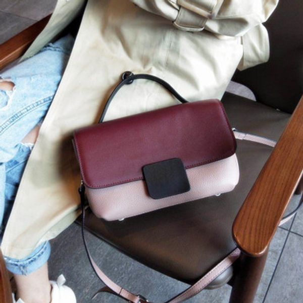

women genuine leather bag messenger bag contrast color ladies crossbody handbag female handbag shoulder sac