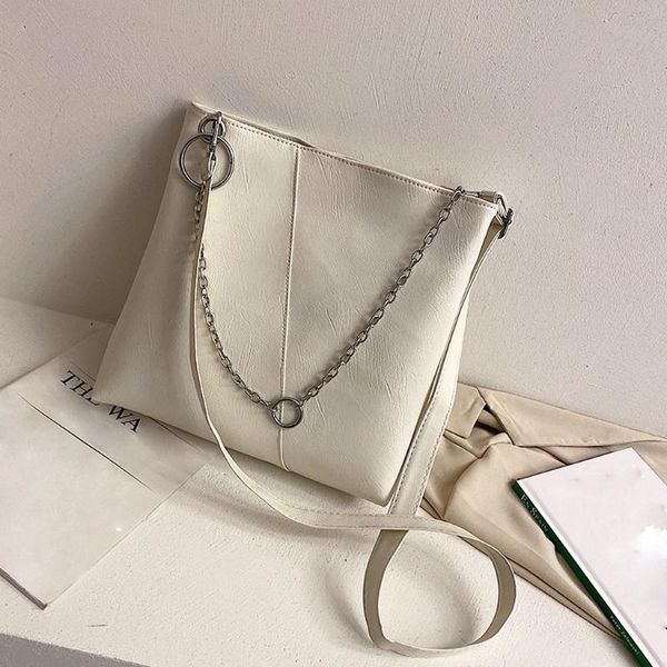 

2020 new large capacity leather shoulder bag for women lxury messenger bag chain crossbody black bags in bucket