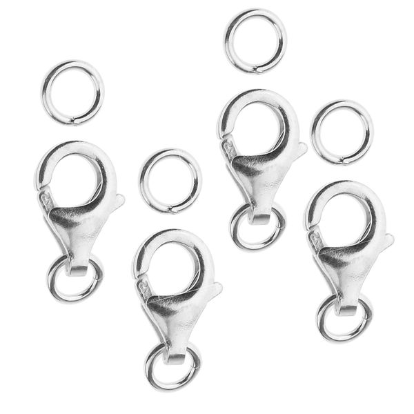 

4pcs 8/9/11/13mm 925 sterling silver lobster claw clasps jewellery findings supplies for key chain necklace making