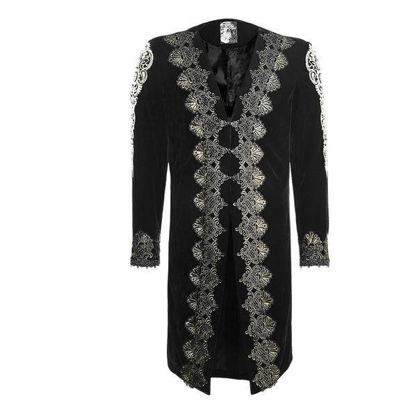 

punk rave steampunk mens gothic black velvet with gold embroidery jacket coat y641 s-xxxl, Black;brown