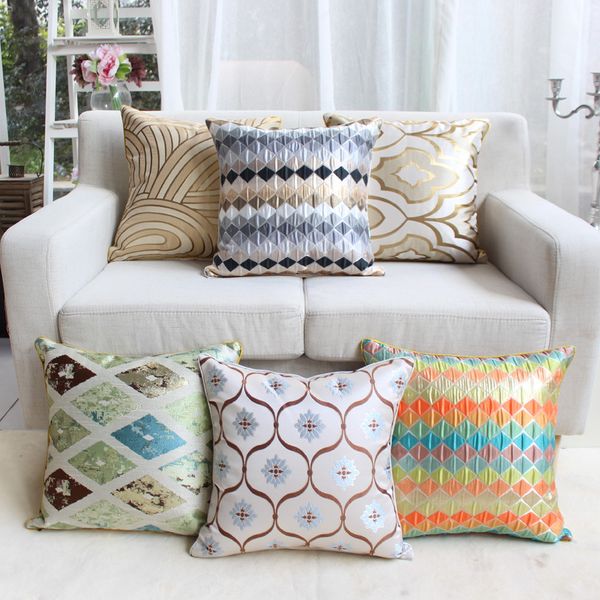 

embroidery grey geometric pillow case home living room comfortable l home supplies pillow cover soft pillowcase