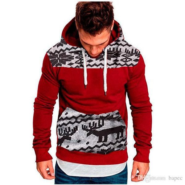 

2018 дизайнер мужской толстовки осенью новый мужской моды рождество оленей с капюшоном с длинными рукавами тонкий свитер способа tops пулове, Black