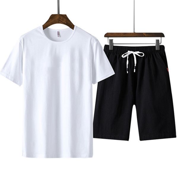 

rlyaeiz 2019 summer casual set men tracksuit pure color cotton comfortable t shirts + shorts sporting suits male sweat suit 4xl, Gray