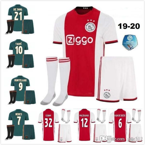 

kit2019 2020 ajax fc thailand quality home soccer jersey 19 20 ajax away soccer shirt customized klaassen nouri football unifor, Black;yellow