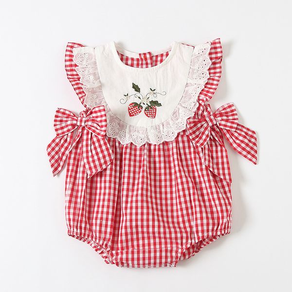 

2020 new baby embroidery bodysuits plaid summer, Blue