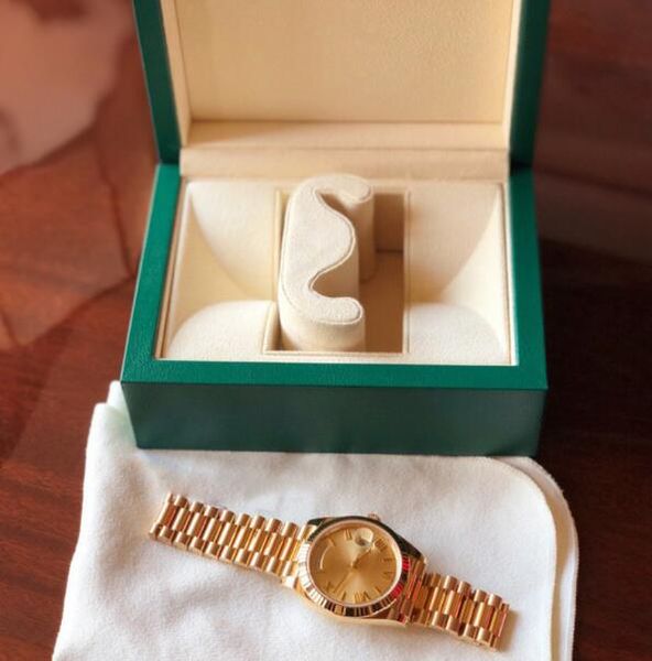 18k ouro presidente data safira Cystal Genebra relógios masculinos movimento mecânico automático relógio de luxo masculino de segunda a domingo257z