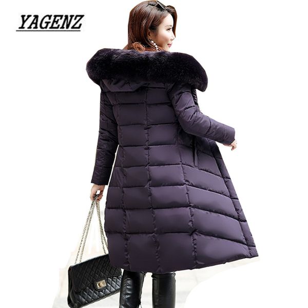 Winter Women Hooded Down Cotton Jacket Long Coat Warm Overcoat  Fur Collar Cloth