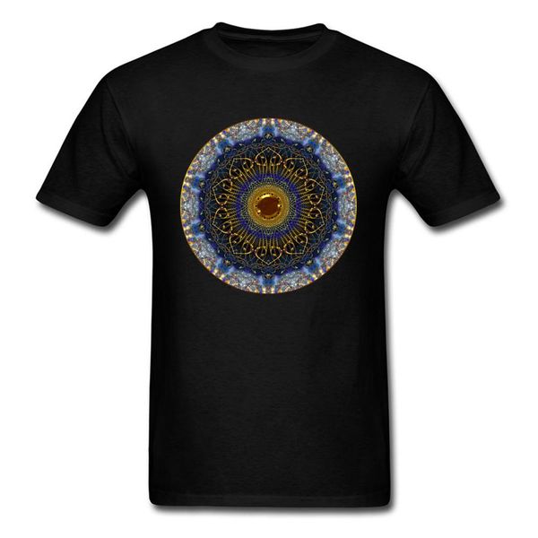 

awesome indian buddhism gold mandala design men t-shirt fashion black tee shirt short sleeve family gift tshirt, White;black