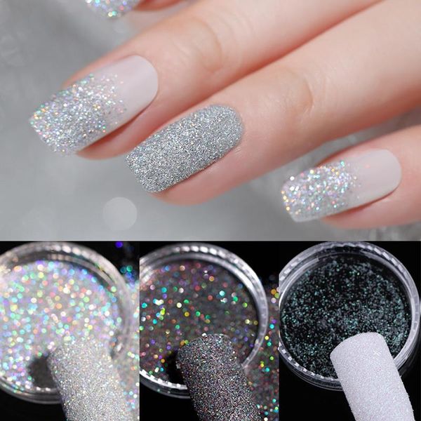 Gradyan Parlak Tırnak Glitter Seti Pudra Lazer Pırıltılı Manikür Tırnak Sanat Krom Pigment Gümüş DIY Nail Art Dekorasyon Kiti