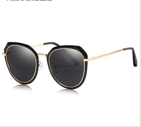 

new trend of glasses korean polarizing sunglasses metal european and american women's anti-ultraviolet sunglasses, White;black