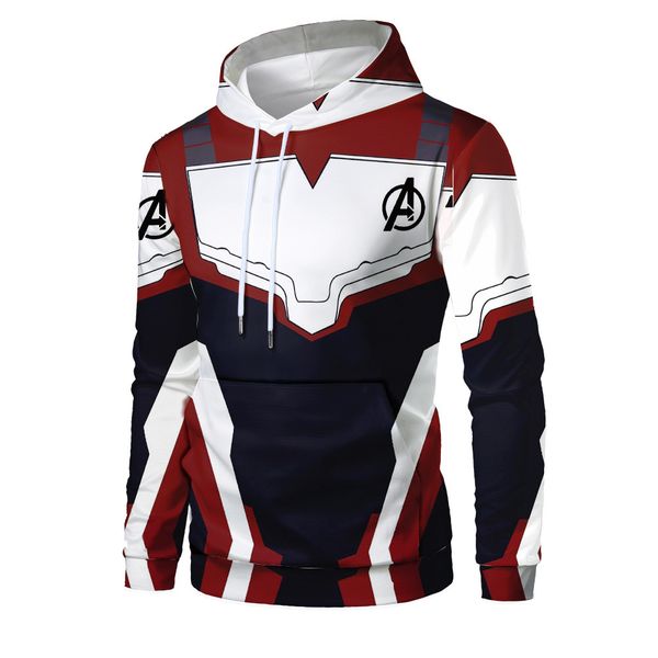 

mens designer avengers 4 quantum battle suit 3d digital printed hooded sweater, Black