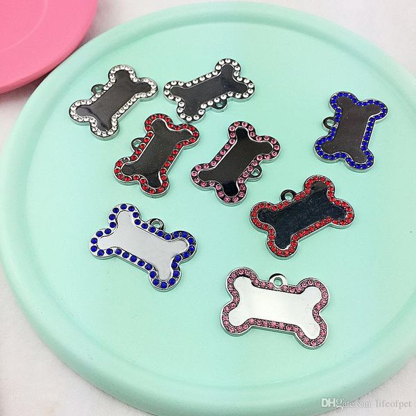 

20pcs/Lot Engraved Pet Dog Tags Custom Cat ID Name Tags for Pets Personalized Bone Shape FREE Gift