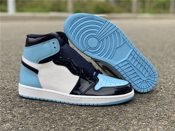 

mens 1 unc лакированных ботинок баскетбола самого лучшего качества 1s obsidian синего озноба уайт 1s спортивной обувь размер eu40-46, White;red