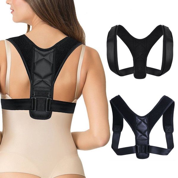 

adjustable back posture corrector spine back shoulder lumbar posture correction straightener shaper body ortcs belt women, Black;white