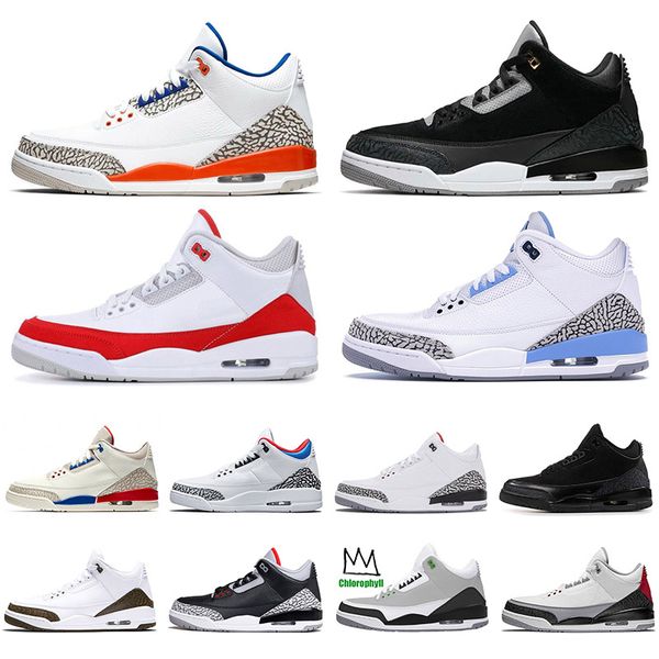 

3m new knicks rivals 3s men basketball shoes 3 white blue korea international flight cement men designer sport shoes sneakers, White;red