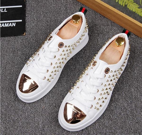 

british mens trendsetter rivet punk rock dance thick bottom platform casual shoes loafers male walking dress moccasins zapatos c14 01, Black