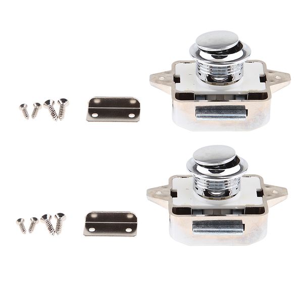

2x cabinet lock cabinet lock with push button pushbutton for rv / motorhome silver