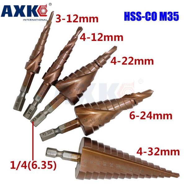 

axk m35 hexagonal shank spiral groove step drill bit metal cone step drill bit stainless steel hole saw hole cutter dt078