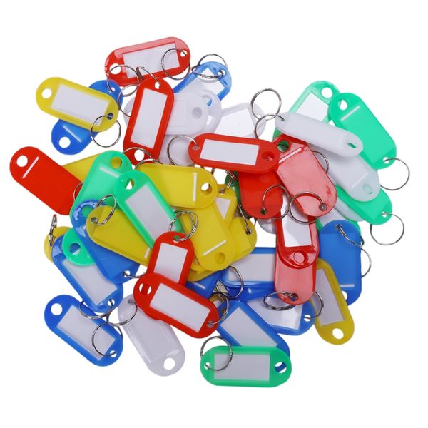 

50 pcs colorful key id label tags split ring keyring keychain, Silver