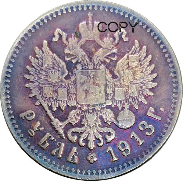 

russia 1913 ruble nikolai ii brass plated silver copy coins lettered edge
