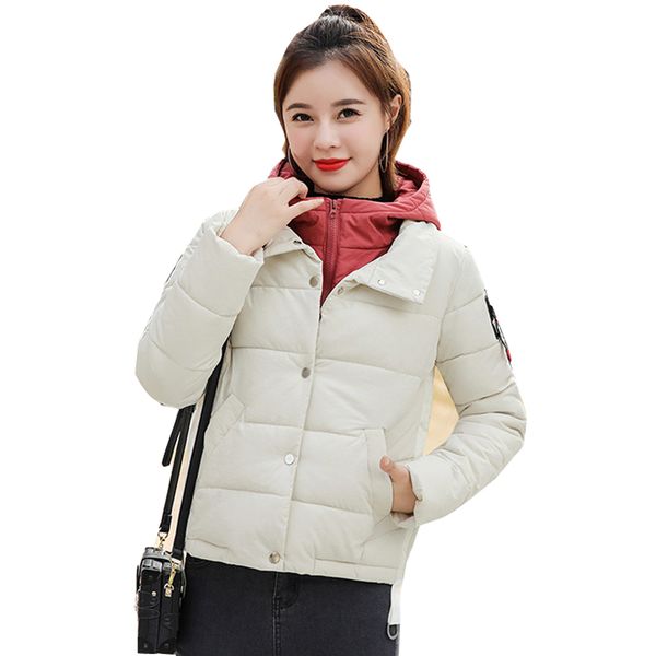 

fashion woman warm thicken ladies coat jacket women short down jacket anti-season thickened 903, Tan;black
