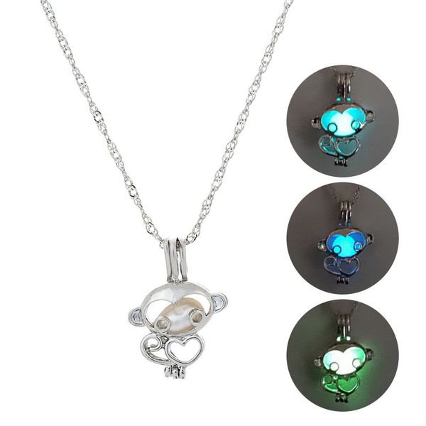 

2019 noctilucent украшения женщина личность обезьяна выдалбливают diy pendeloque cut ожерелье хэллоуин свечение аксессуары, Silver