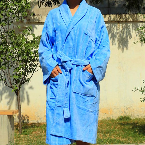 

factory wholesale l guesthouse cotton cut velvet bathrobe 1000 g thick embroiderable cotton bathrobe