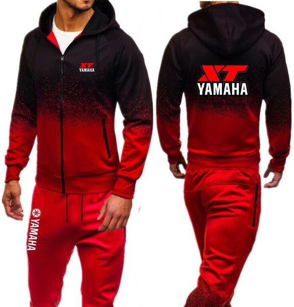 

мужской осень толстовка yamaha racing печать tracksuit set мужской zipper толстовка sweatpants high street с капюшоном брюки наборов, Gray