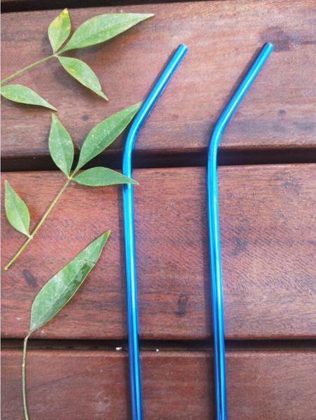 

drinking straw reusable metal stainless steel bent straight drinks straws 7 colors smooth surface straws birthday party bar accessory