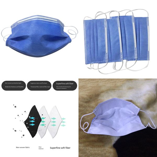 

100шт одноразовые нетканые 3 слоя утолщенных гражданских защитных масок 6zq7