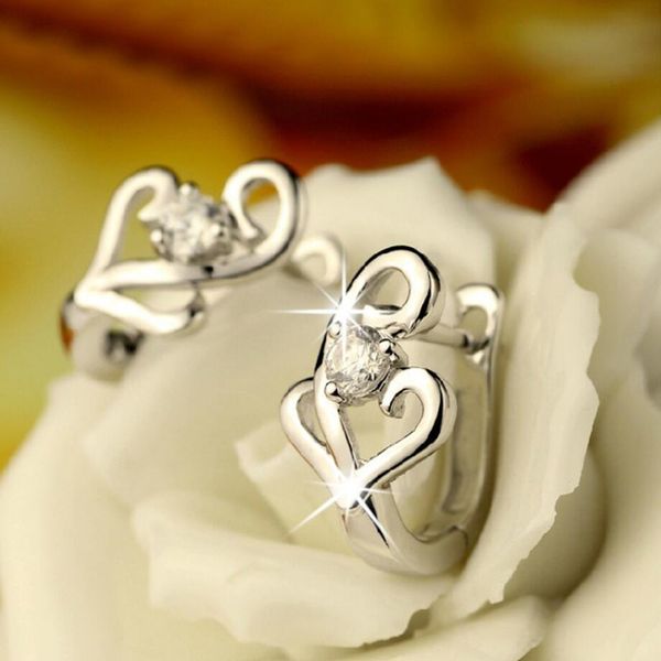 

romantic 925 sterling silver earrings for women wedding jewelry shiny zircon love melody hoop earrings lady valentine's day gift, Golden;silver