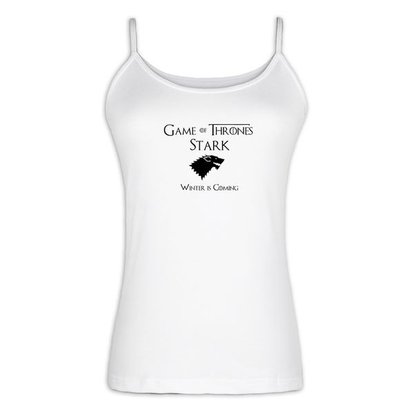 

direwolf house stark wolf totem winter is coming womens ladies vest singlet cotton strappy tank, White