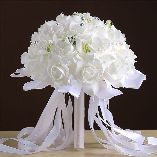Acheter Artificielle Bouquet De Mariage Pour Bouquet De Mariée Rose Blanche Demoiselles Dhonneur Bouquet De Fleurs Accessoires De Mariée 2019 Nouveau