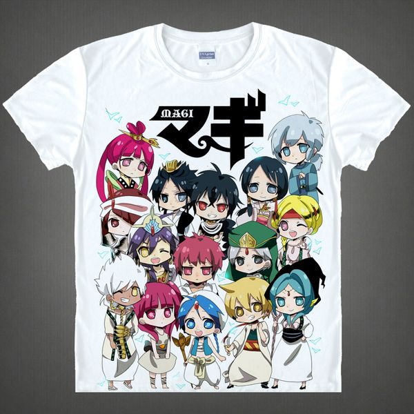 

anime shirt magi the labyrinth of magic t-shirts multi-style short aladdin sinbad cosplay motivs printed shirts tee-style143-no01, White;black