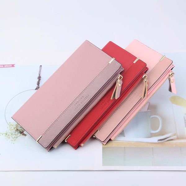 

2019 new card package mini neutral magic bifold leather wallet card holder wallet purse things wallet, Red;black