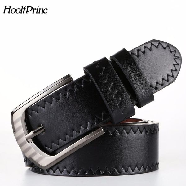 

hooltprinc 2018 new men women hip hop style antique pin buckle belt pu men casual fashion belt wave pattern belts for women, Black;brown