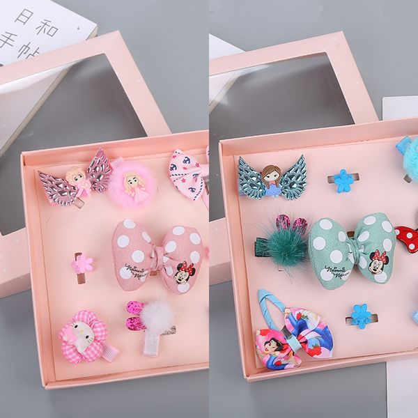 

rytps girl's headdress combination set children's cartoon beautiful hairpin hairpin full bag cloth handmade handcrafted headdress, Slivery;white