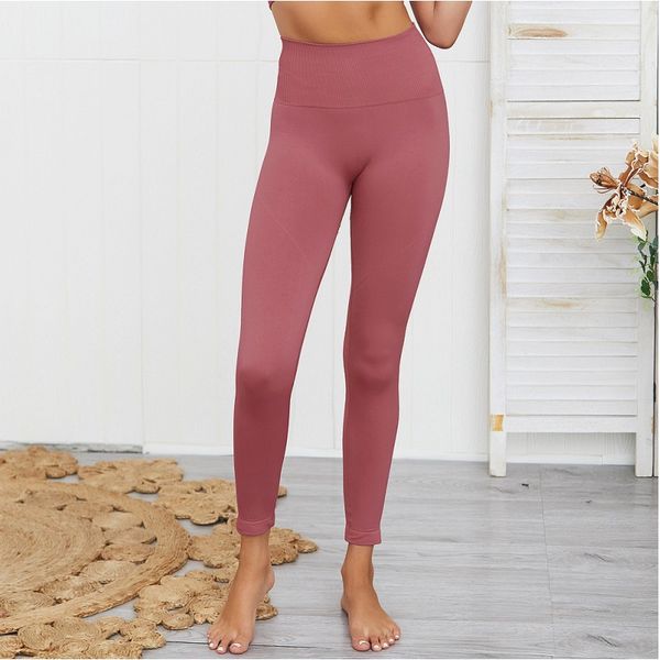 

women's solid color fitness trousers leggings slim high waist casual hip trousers leggings, Black