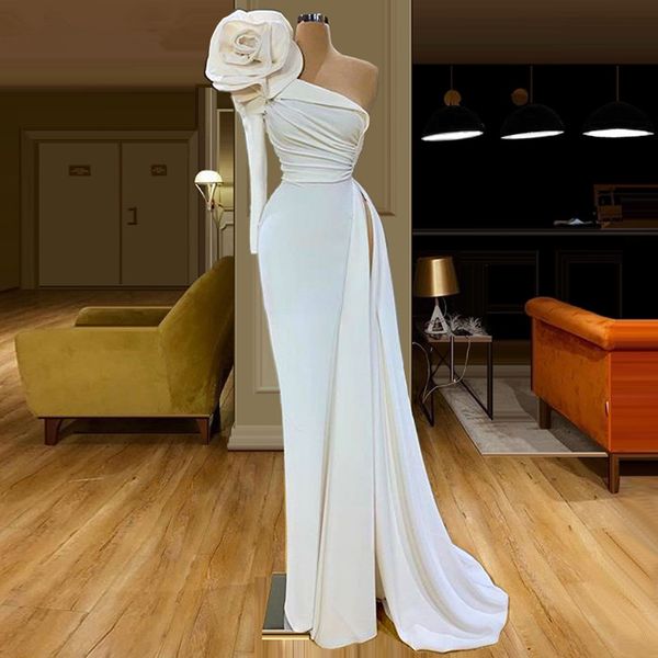 

2020 dubai muslim mermaid long evening gowns one shoulder formal robe de soiree elastic arabic prom dresses women vestidos custom, Black;red