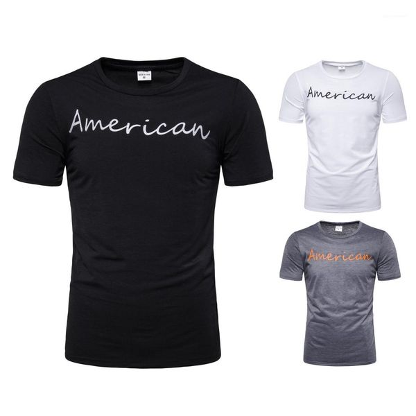 

neck short sleeve mens fashion casual mens tees american letter print mens tshirts summer solid color round, White;black