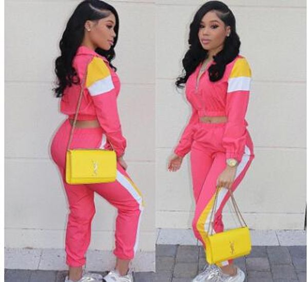 

2 two piece set and pants women tracksuit casual outfit sports suit green patchwork women sweatsuits clothing size s-2xl, Gray