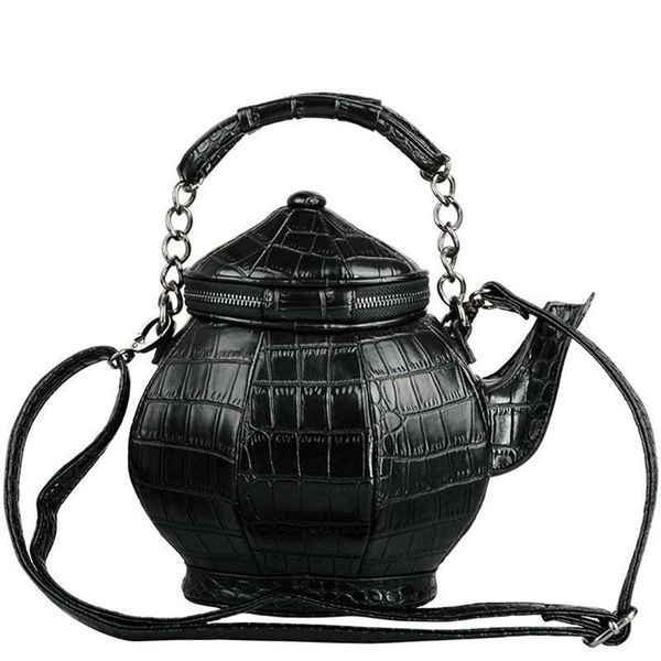 

ljl-funny gothic purse teapot shaped crossbody handbag handle tote women's shoulder bags