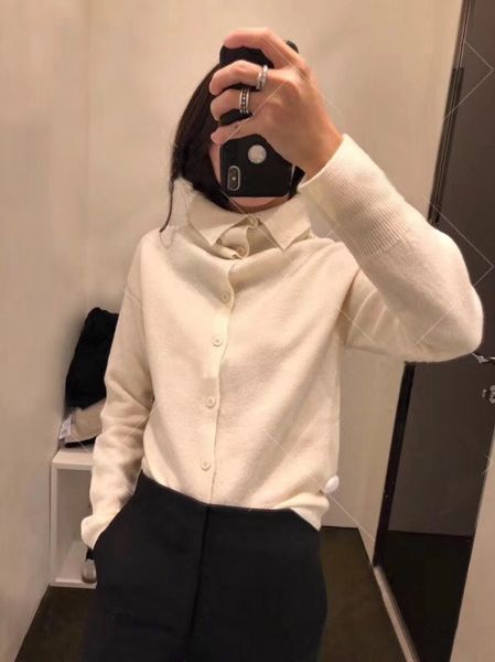 

2019 spring new sweater women casual wool cardigan sweater 2 color ddxgz3, White;black