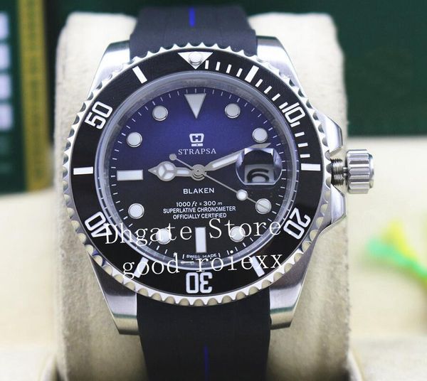 

mens asia mechanical 2813 ceramic bezel sapphire luminous watch men blaken rubber b strap sub dive 116610 sport oysterflex perpetual watches, Slivery;brown