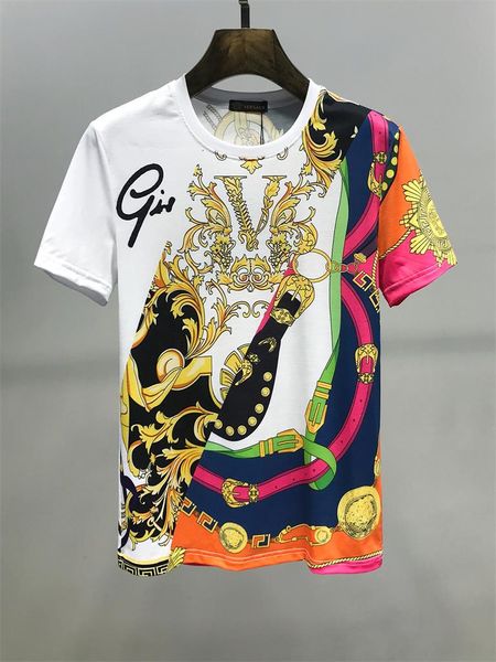 

2020 wasatch spring/summer t-shirt men's round-collar -3xl medusa short sleeve t-shirt european station embroidery drill fat man short, White;black