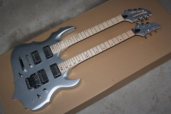 

double neck 12 + 6 струнные 24 ладов электрическая гитара с тремоло, maple грифа, могут быть настроены