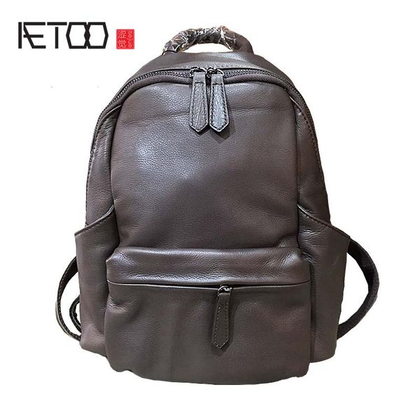 

aetoo 2019 first layer cowhide female korean version of the tide new casual fashion simple cowhide leather travel backpack