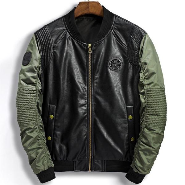 

2019 fall new men's casual pu leather jacket retro motorcycle stand-up collar cardigan baseball jacket pilot casual jacket size m-3xl, Black;brown